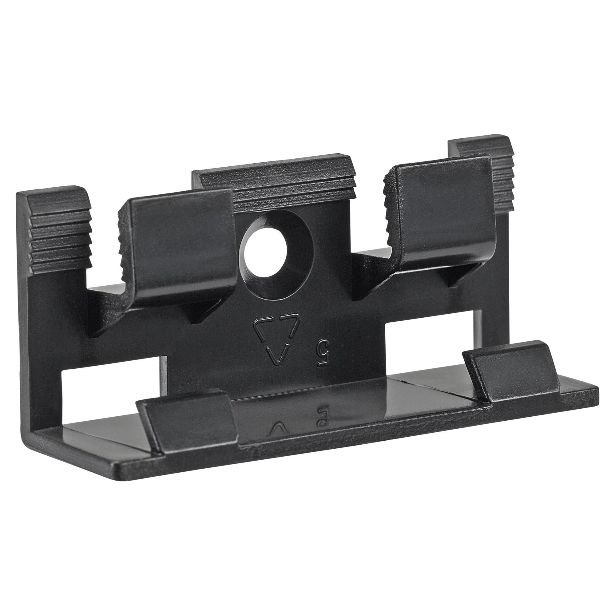 Schwarzer Leistenclip aus Kunststoff