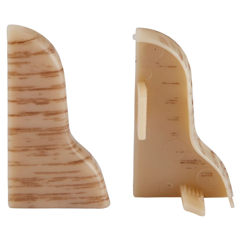 Zwei beige Endkappen für Sockelleisten