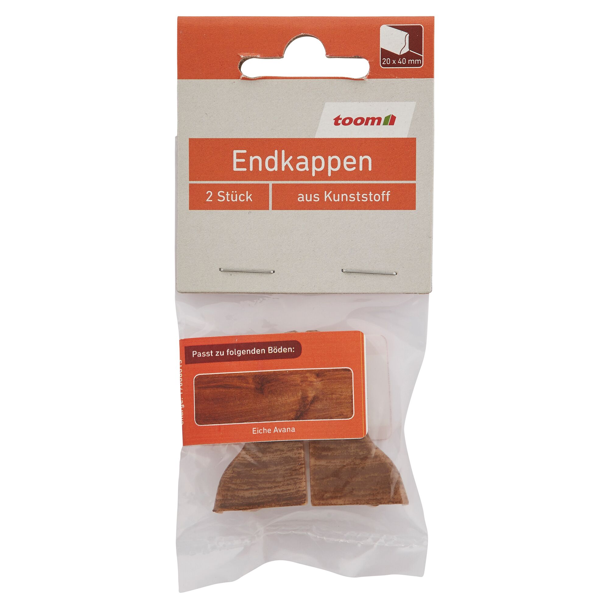 Zwei toom Endkappen aus Kunststoff, Eiche Avana