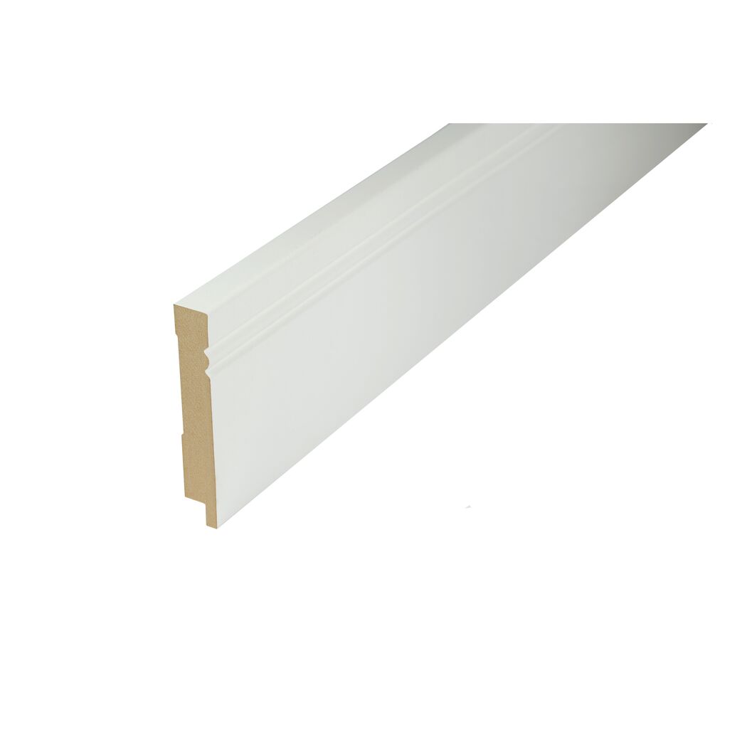 Sockelleiste 'Avantgarde' gerade Grundierfolie weiß 2500 x 120 x 19 mm