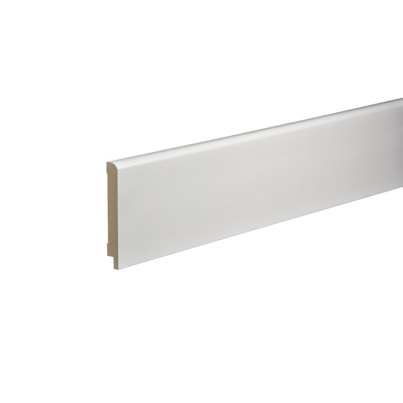Sockelleiste 'Modern' gerade Grundierfolie weiß 2500 x 120 x 16 mm