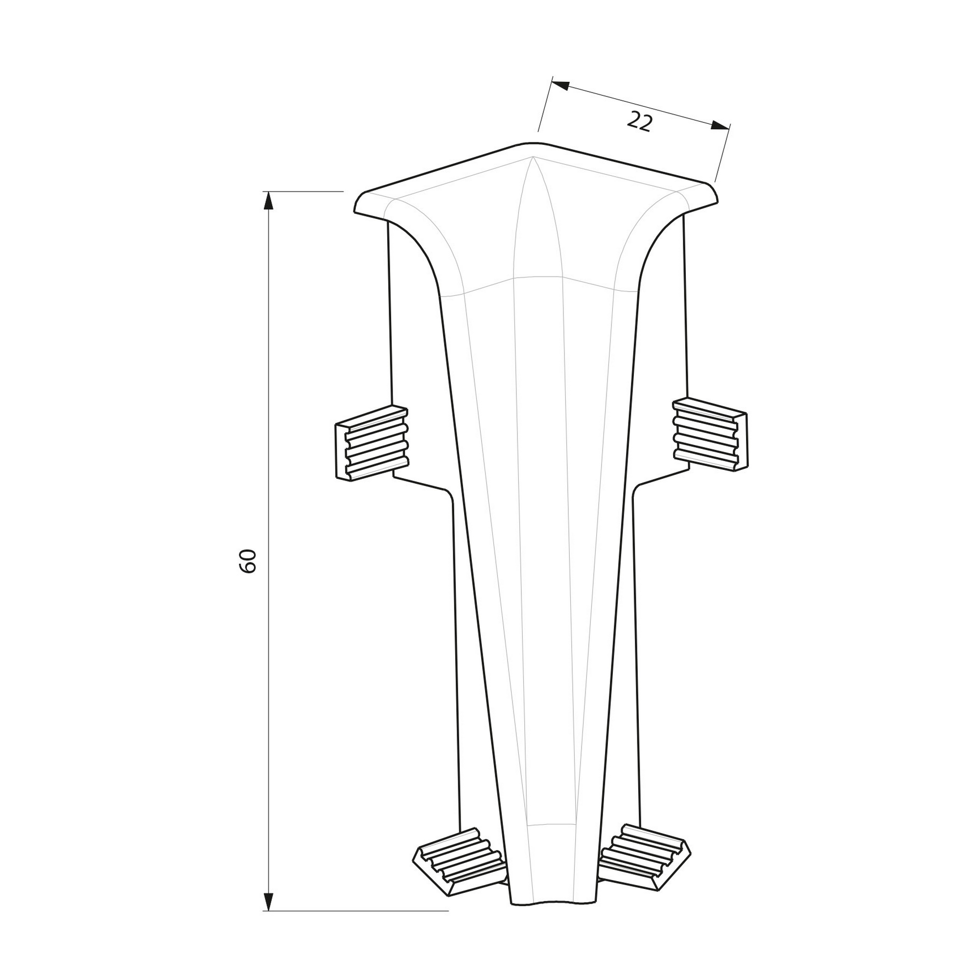 Innenecke für Sockelleiste Esche grau 2 Stück + product picture