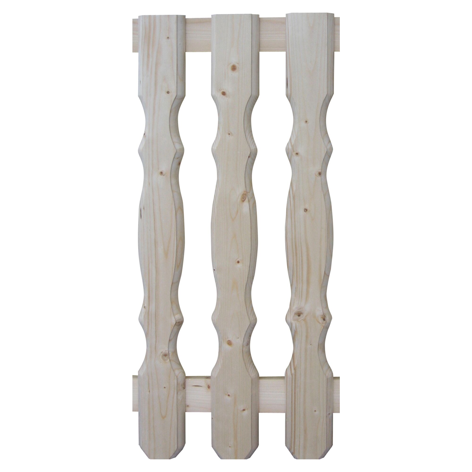 Drei geschwungene, helle Holzbretter nebeneinander.