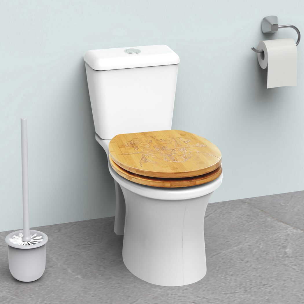WC-Sitz 'Honolulu' mit Absenkautomatik Bambus graviert