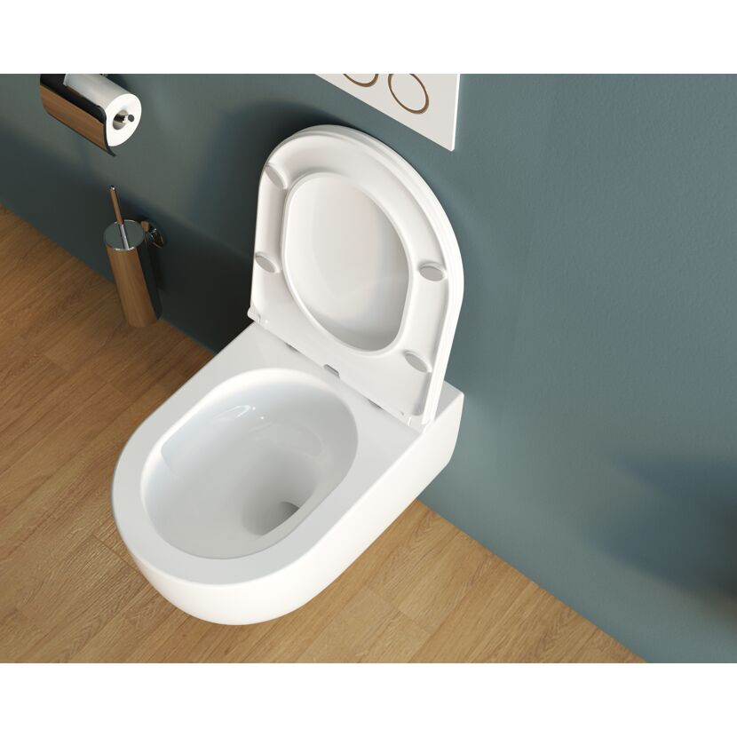 Wand-WC spülrandlos 'Auckland' inklusive WC-Sitz weiß
