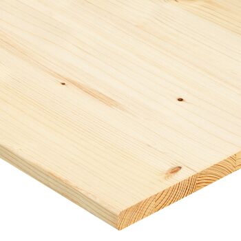 Nahaufnahme einer Leimholzplatte aus Fichte