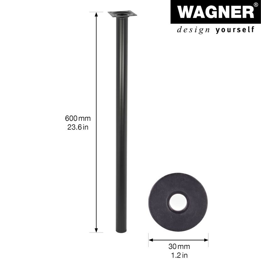 Möbelbein 'Classic ST 1060' Stahl schwarz Ø 30 x 600 mm