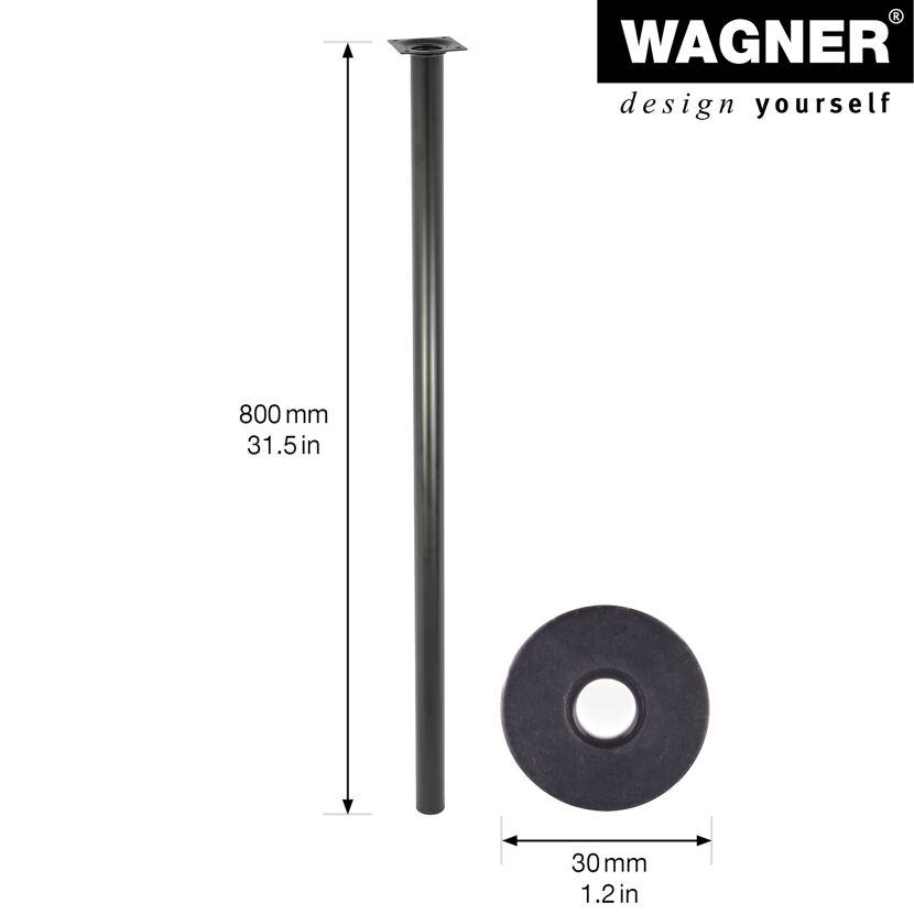 Möbelbein 'Classic ST 1080' Stahl schwarz Ø 30 x 800 mm