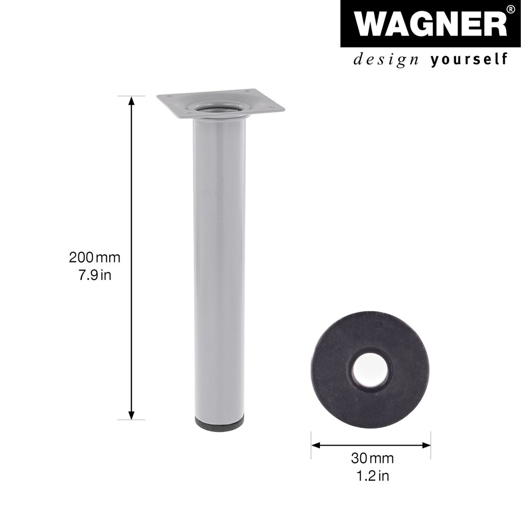 Möbelbein 'Classic ST 1220' Stahl aluminiumfarben Ø 30 x 200 mm