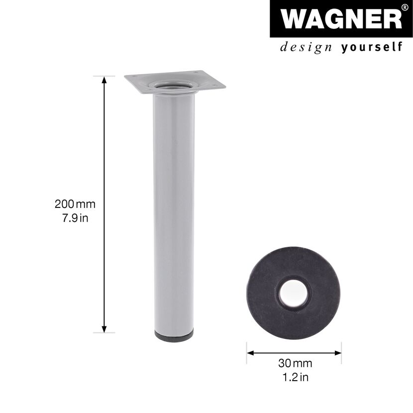 Möbelbein 'Classic ST 1220' Stahl aluminiumfarben Ø 30 x 200 mm