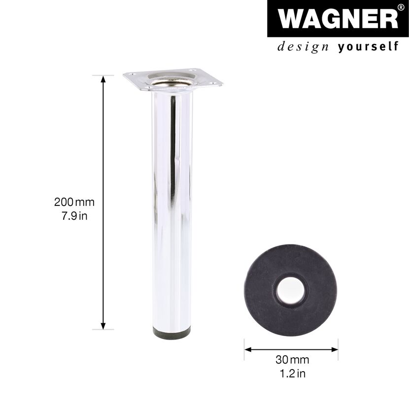 Möbelbein 'Classic ST 1520' Stahl chromfarben Ø 30 x 200 mm