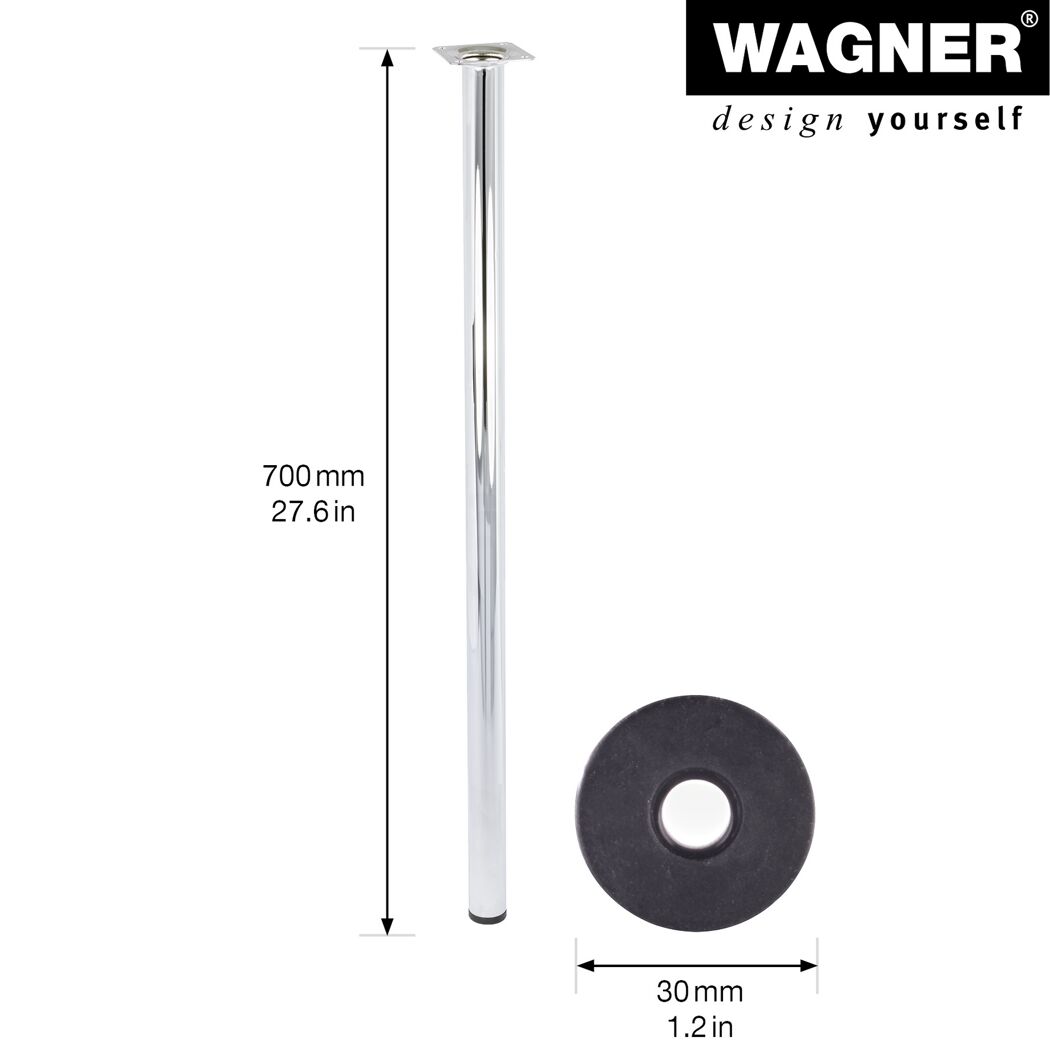 Möbelbein 'Classic ST 1570' Stahl chromfarben Ø 30 x 700 mm