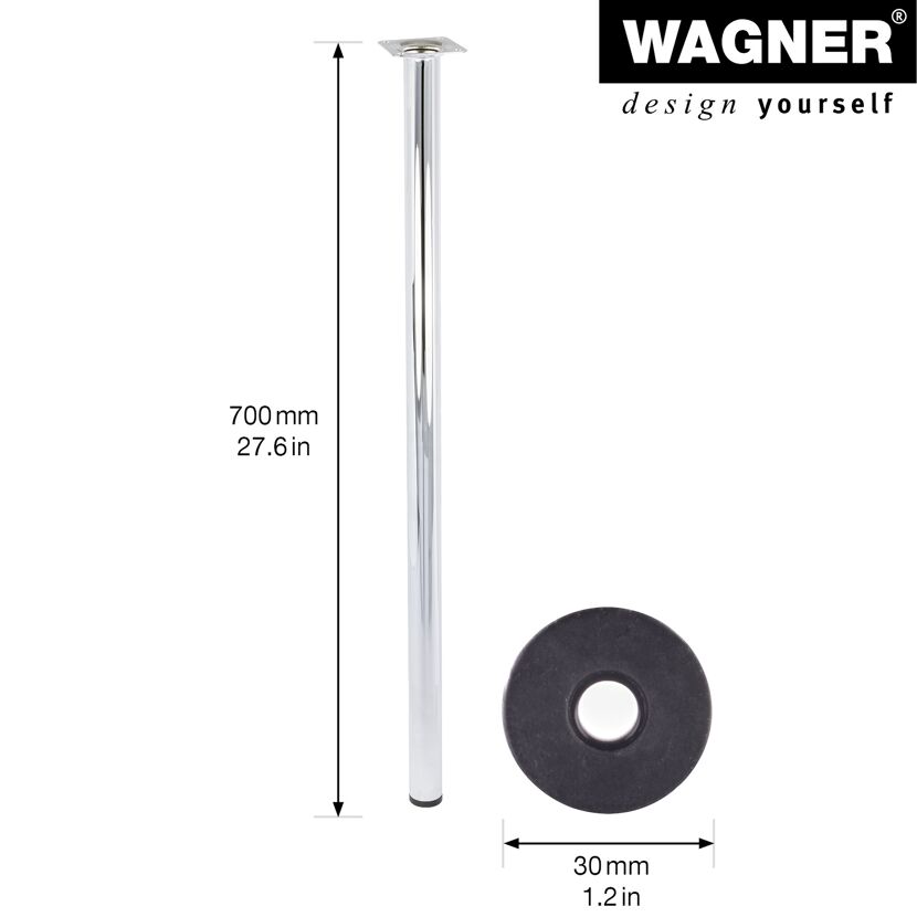 Möbelbein 'Classic ST 1570' Stahl chromfarben Ø 30 x 700 mm