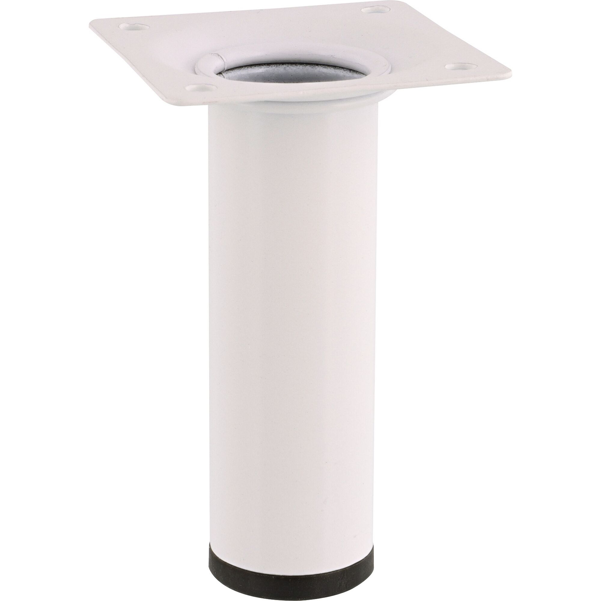 Weißer Stahlrohrfuß rund 30/100 mm