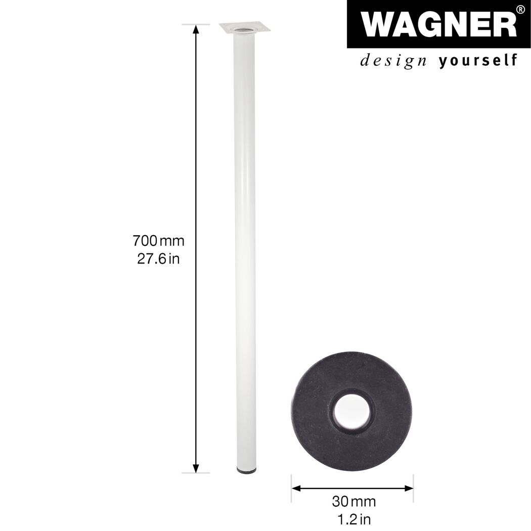 Weißer Wagner Stahlrohrfuß rund