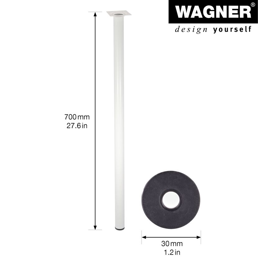 Weißer Wagner Stahlrohrfuß rund