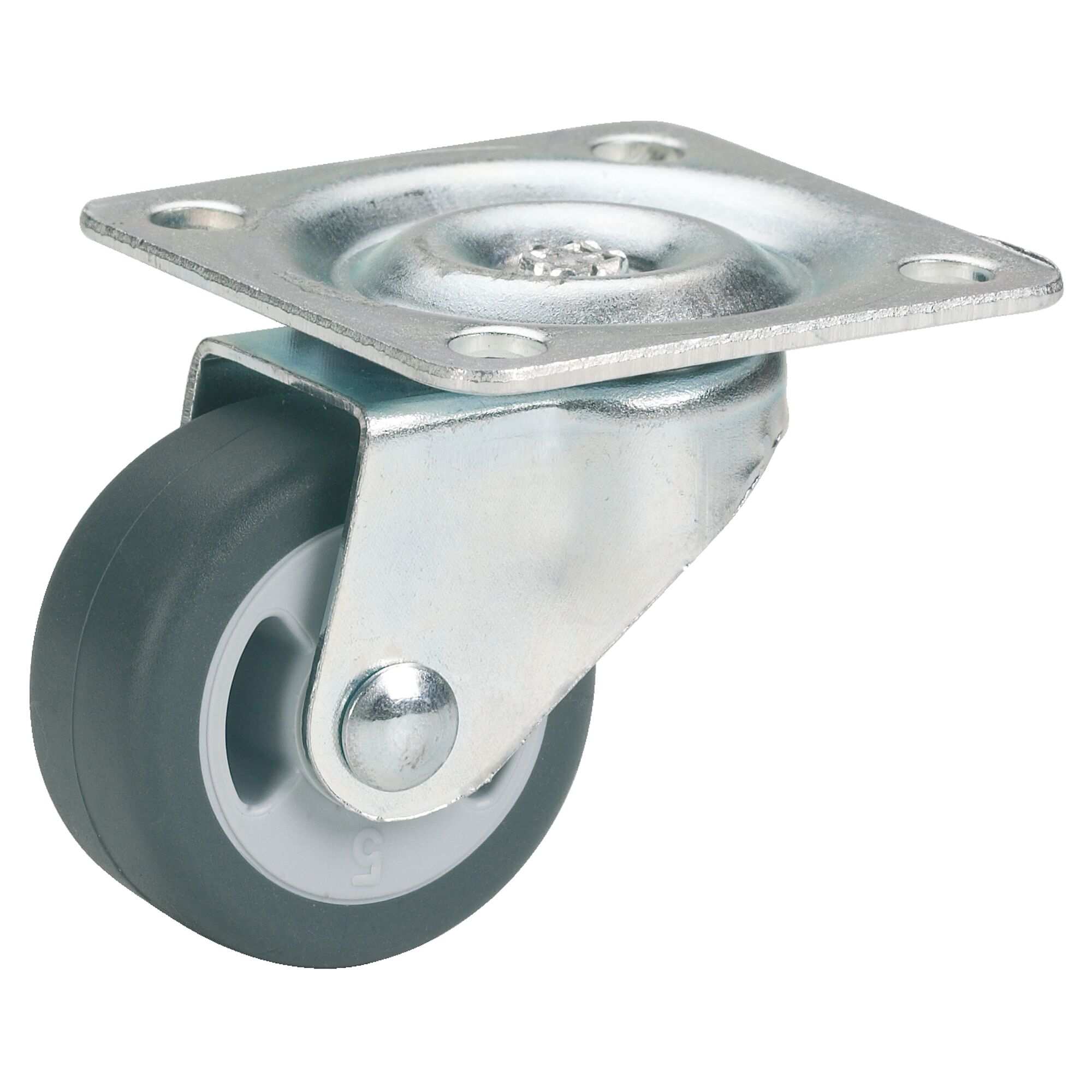 Parkettrolle mit grauer Rolle und silberner Platte