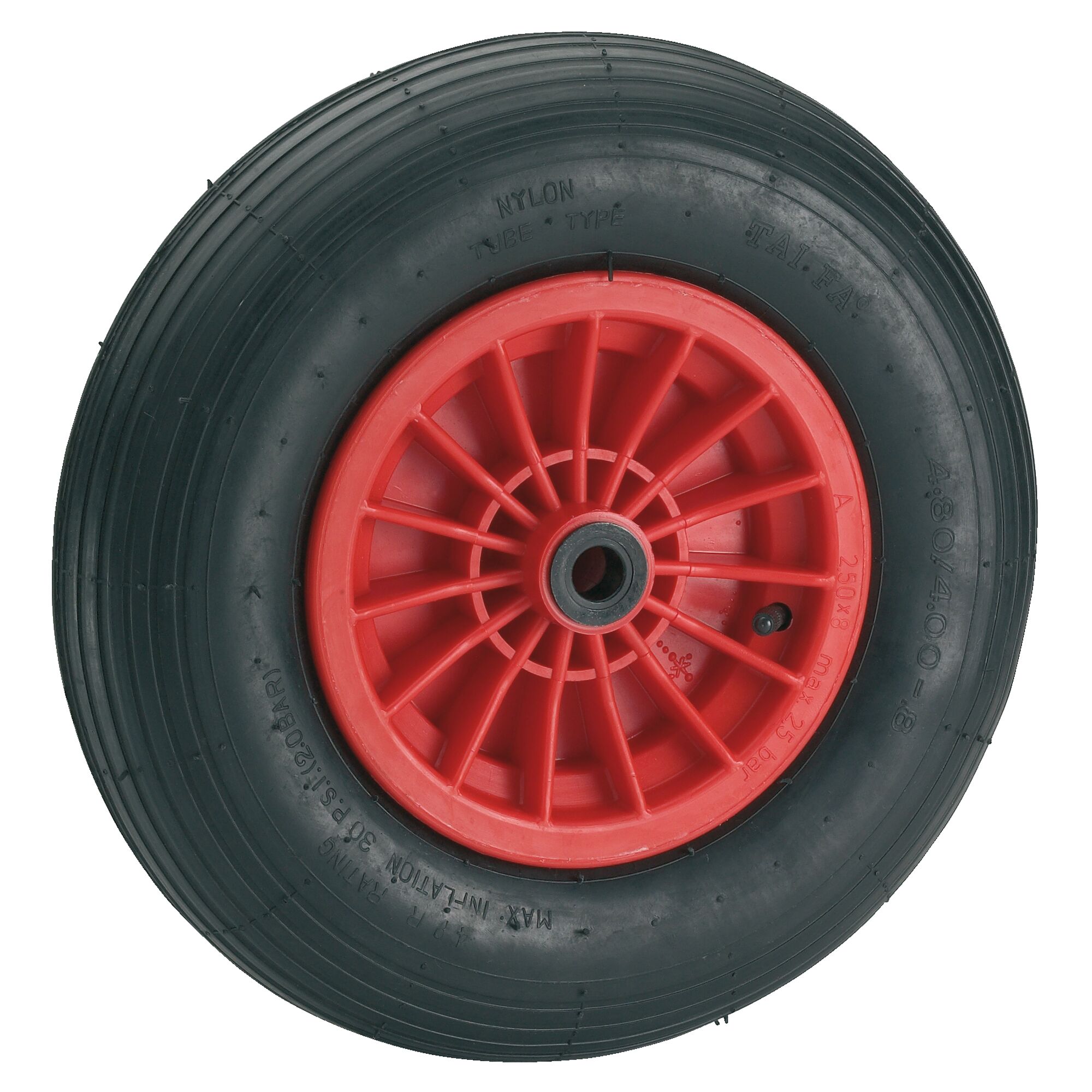 Schwarzes Luftrad mit roter Felge