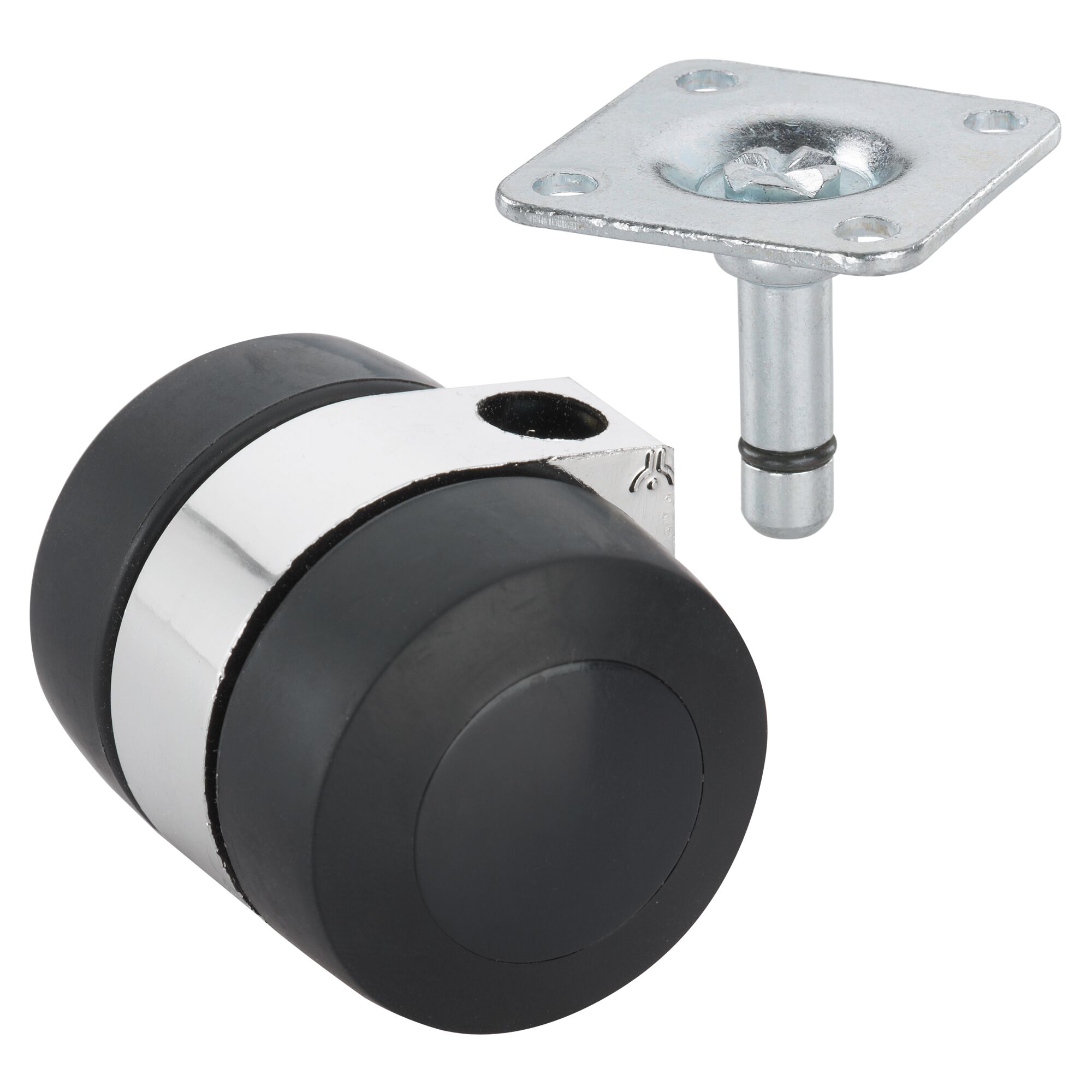 Schwarze Doppelrolle mit Metallplatte