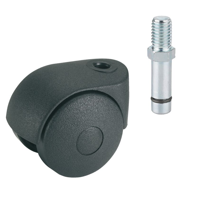 Graue Doppelrolle 40 mm mit Gewindestift