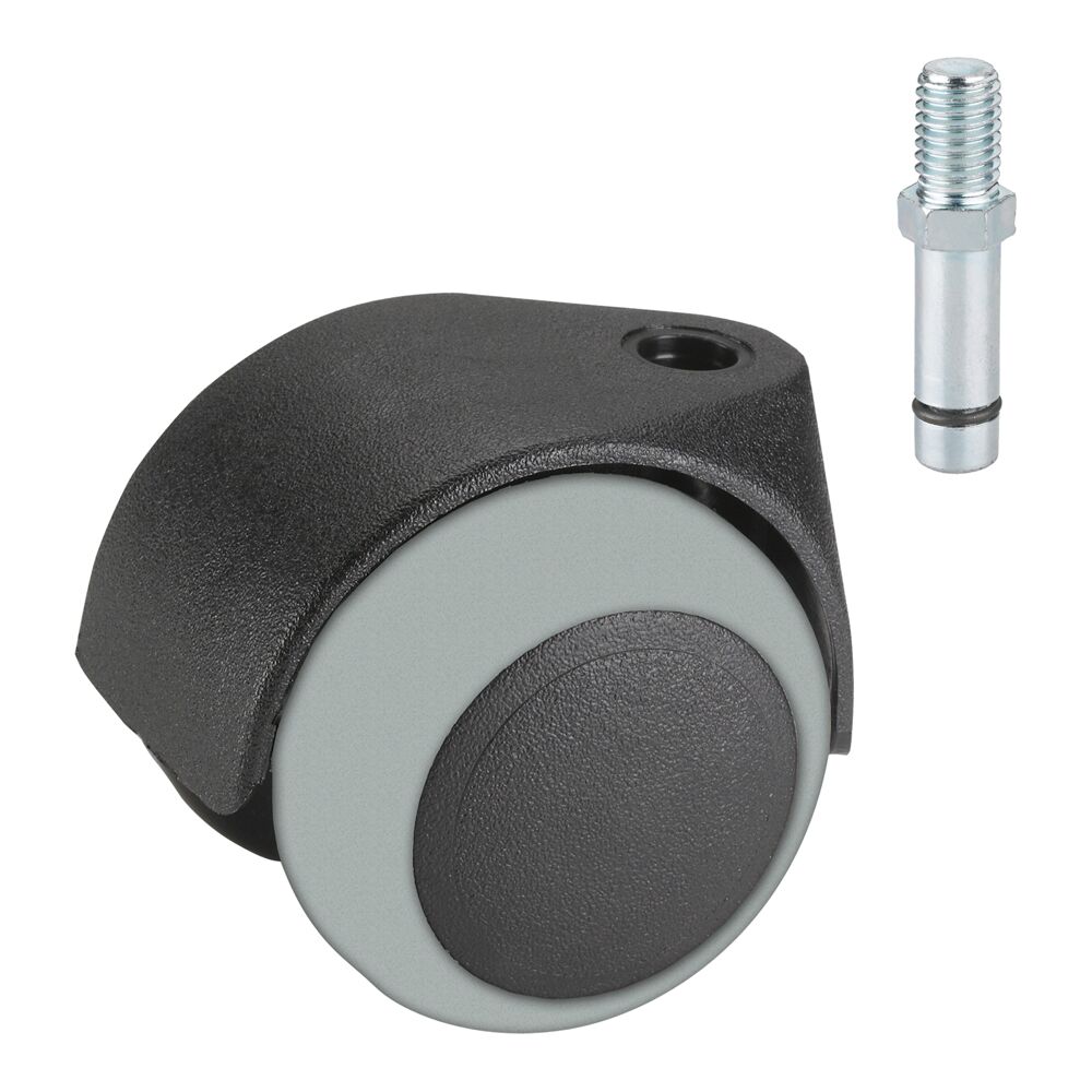 Schwarze Parkettrolle mit Gewindestift