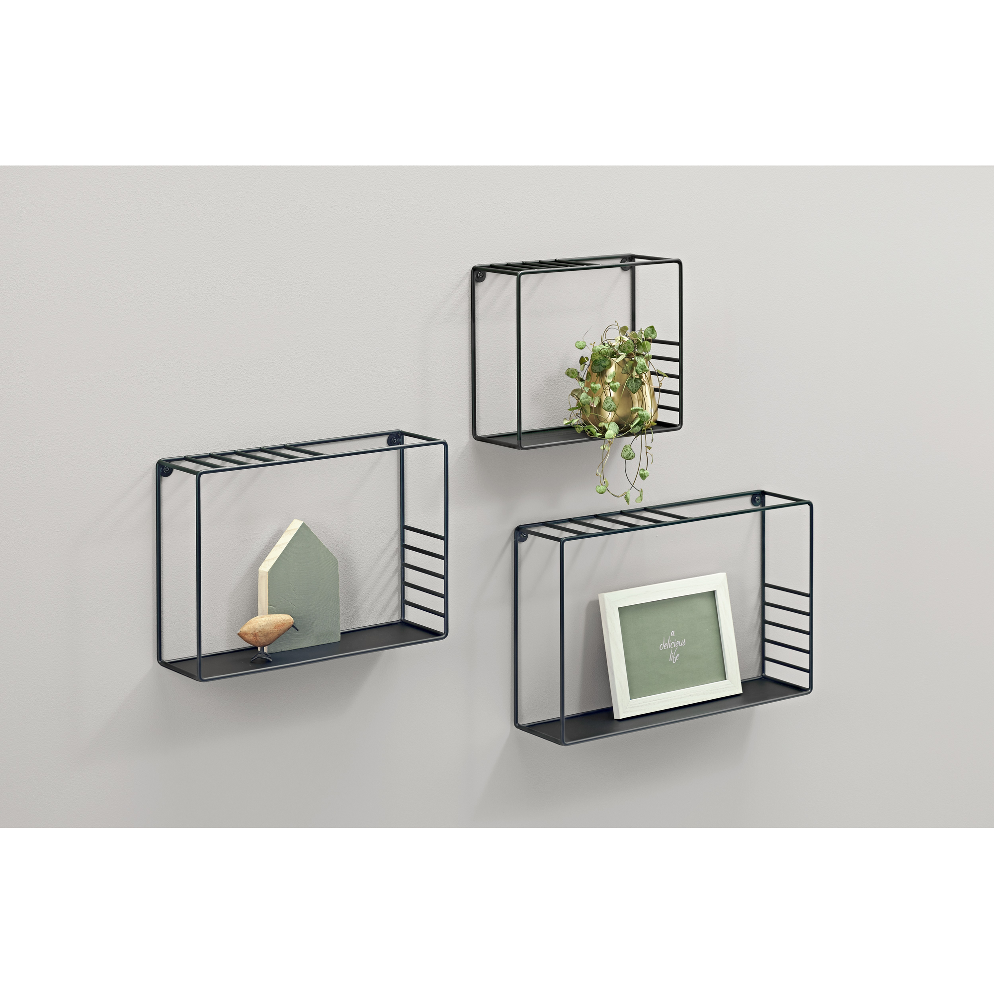 Wandregal-Set 'Shelf+ Lynn' schwarz 420 x 260 x 100 mm + product picture