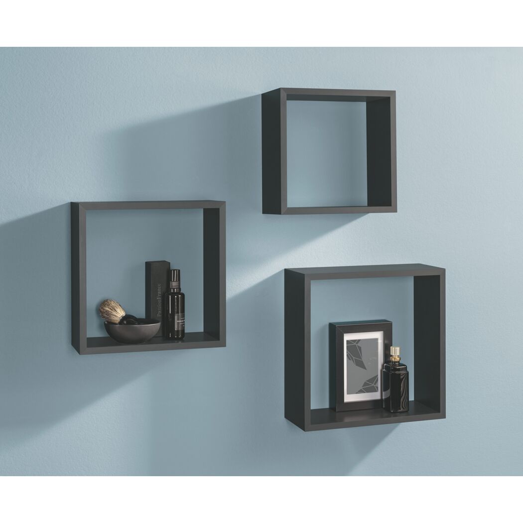 Wandregal-Set 'Shelf+ Frame' schwarz 300 x 300 x 117 mm