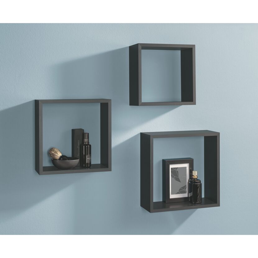 Wandregal-Set 'Shelf+ Frame' schwarz 300 x 300 x 117 mm