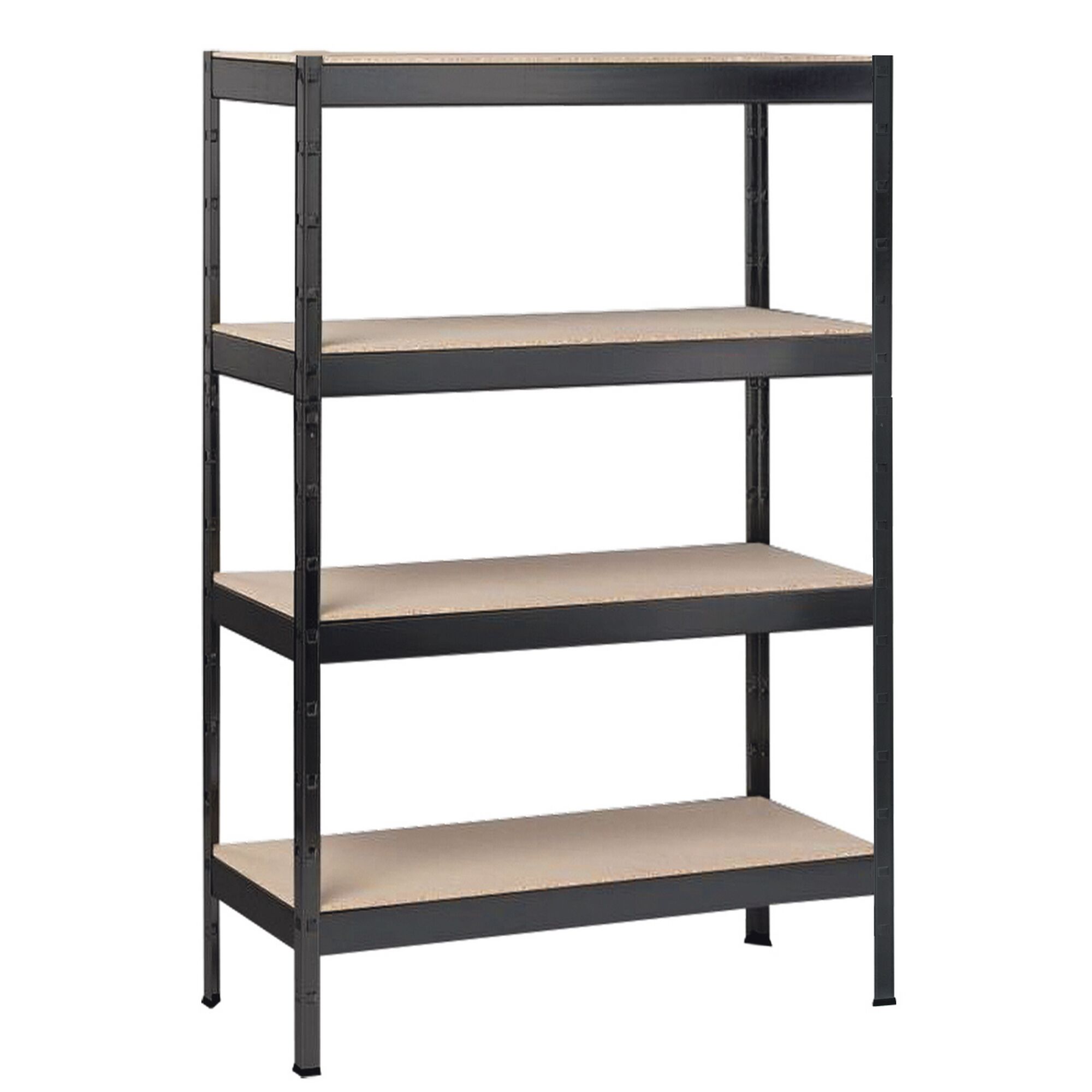 Schwarzes Steckregal mit vier Böden