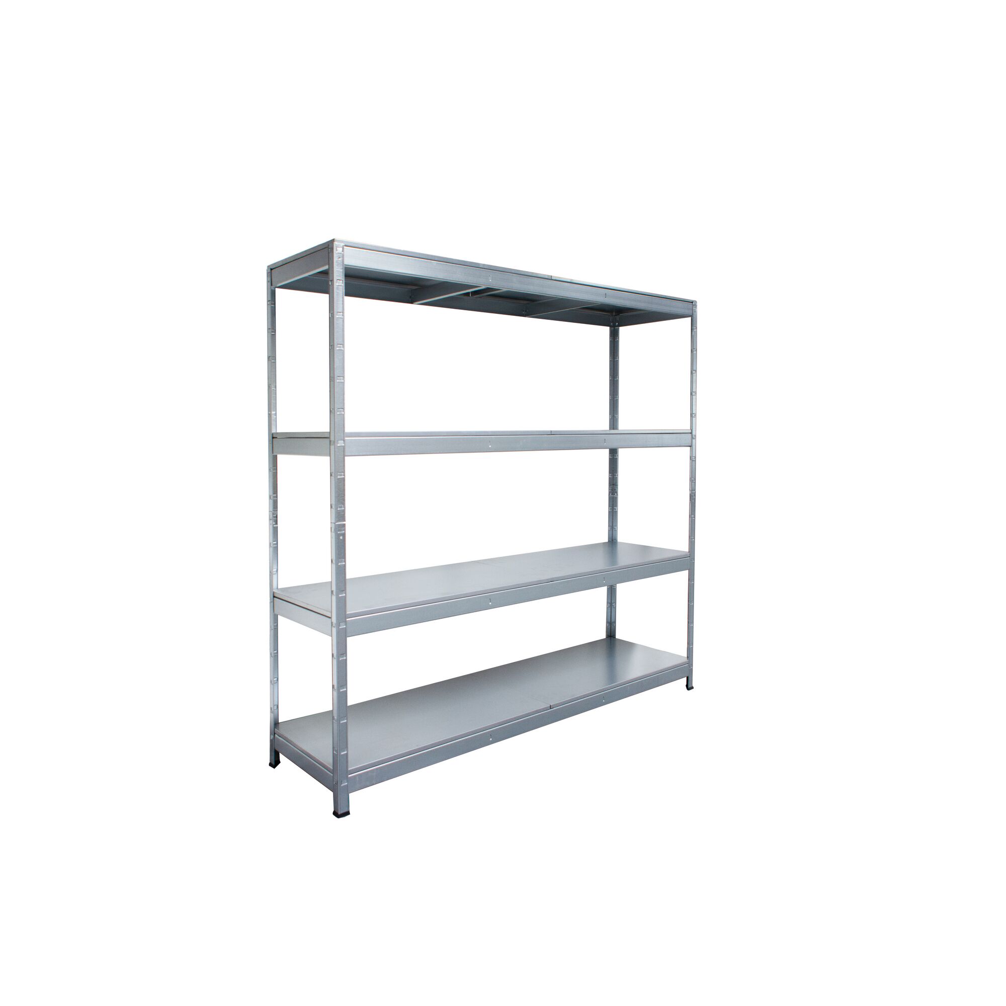 Leeres Metallregal mit vier Böden