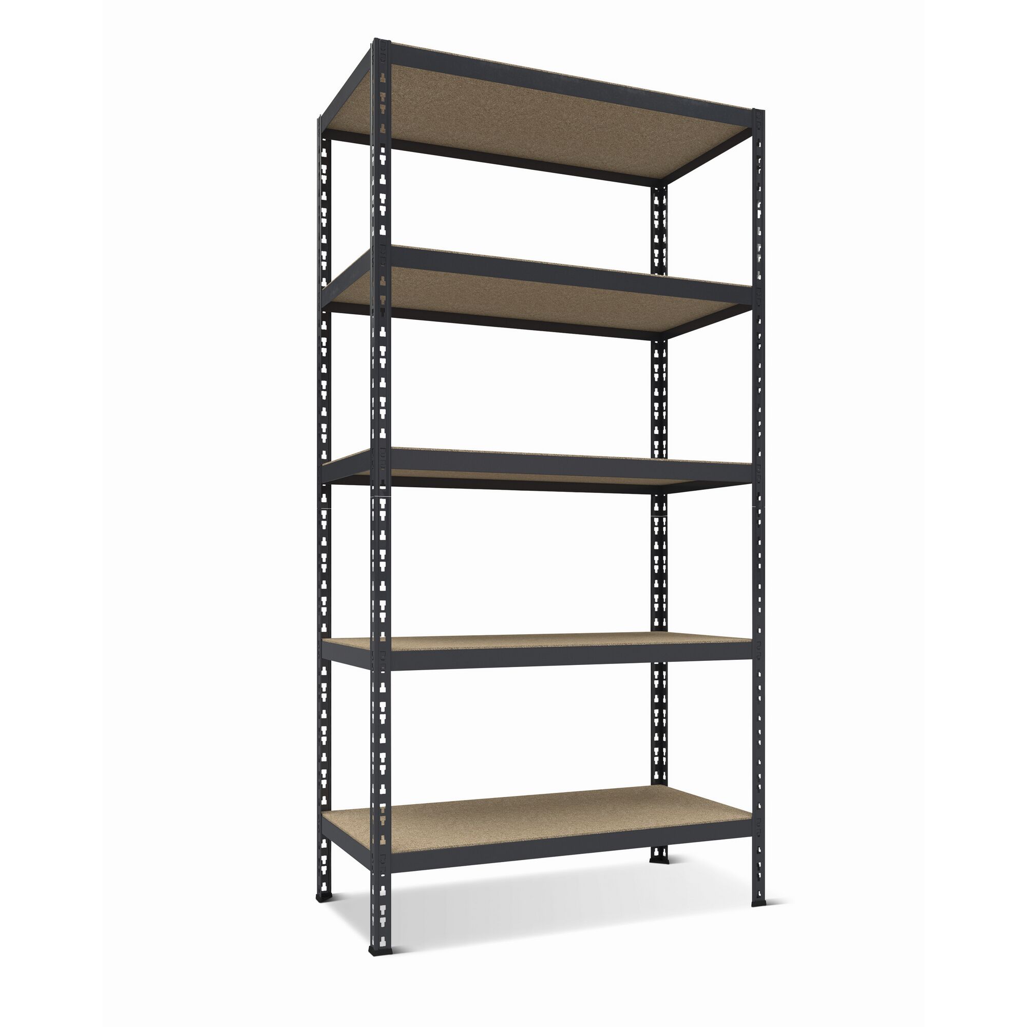 Leeres Metallregal mit fünf Böden