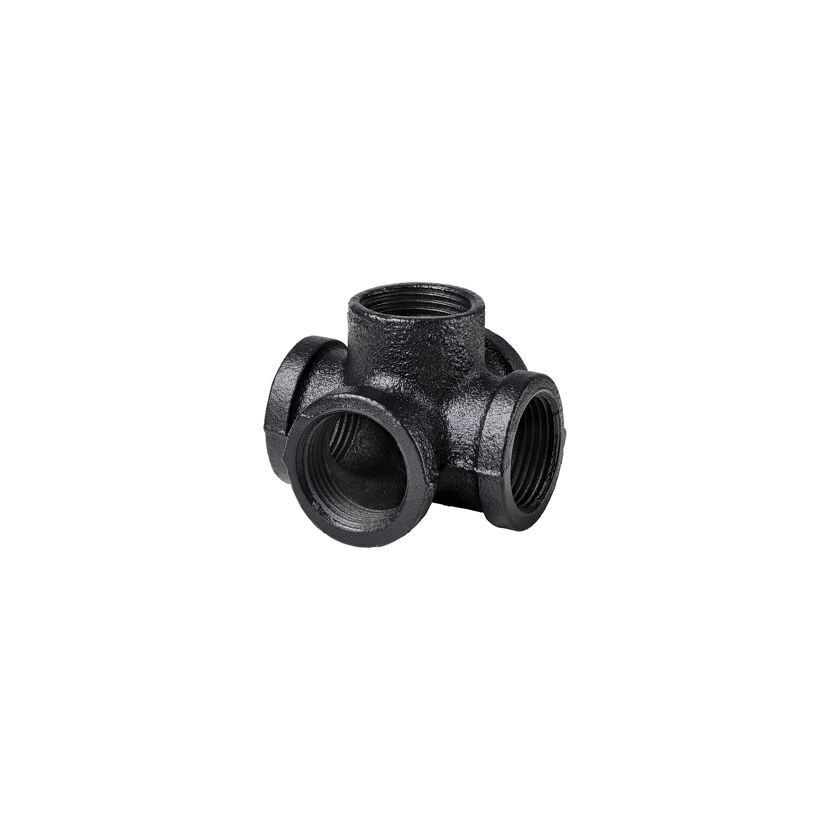 Eckverbinder mit 5 Anschlüssen für Regalsystem 'PIPE' 3/4" schwarz