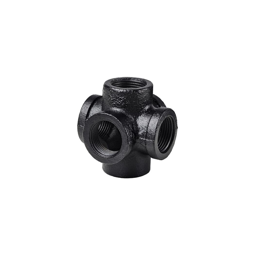 Eckverbinder mit 6 Anschlüssen für Regalsystem 'PIPE' 3/4" schwarz