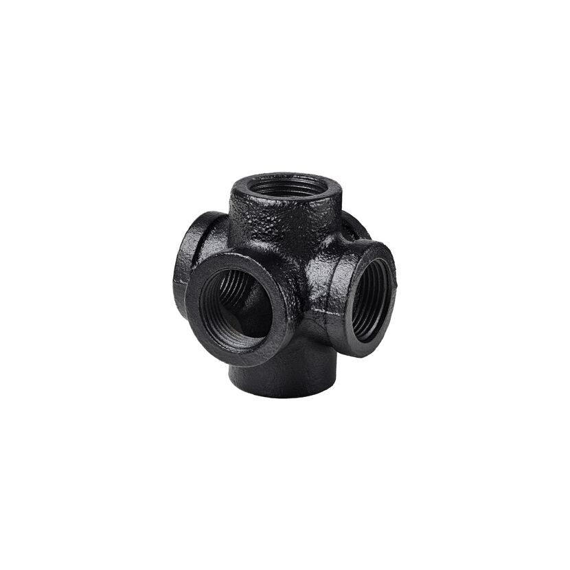 Eckverbinder mit 6 Anschlüssen für Regalsystem 'PIPE' 3/4" schwarz