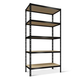 Schwerlastregal 180 x 90 x 40 cm mit 5 Böden, 175 kg Tragkraft, schwarz