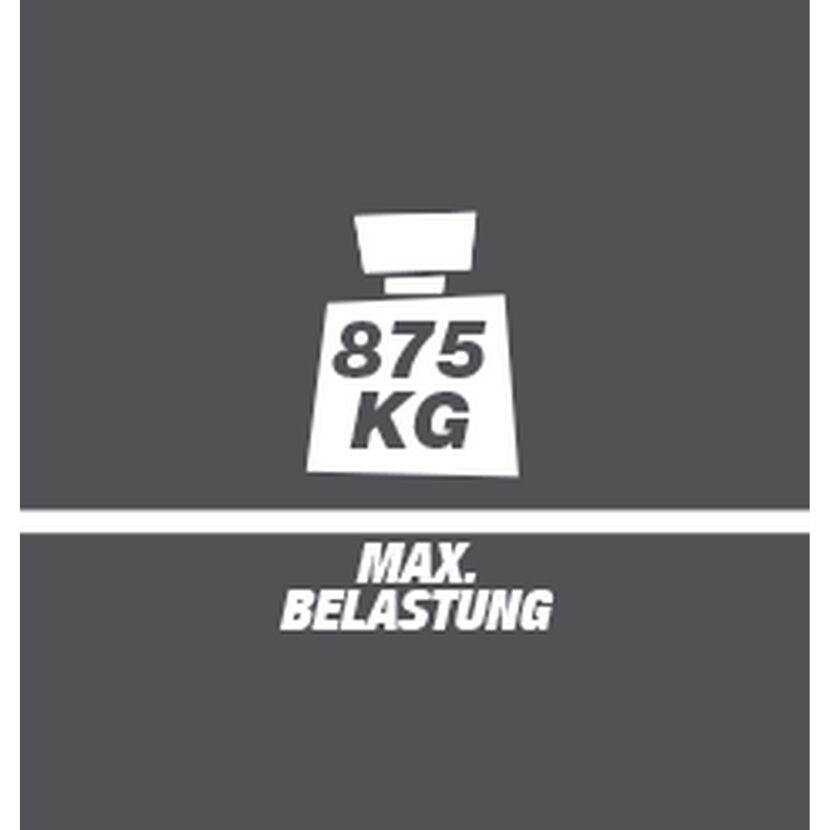 Maximale Belastung: 875 kg