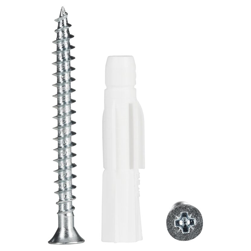 Schraube, Dübel und Schraubenkopf