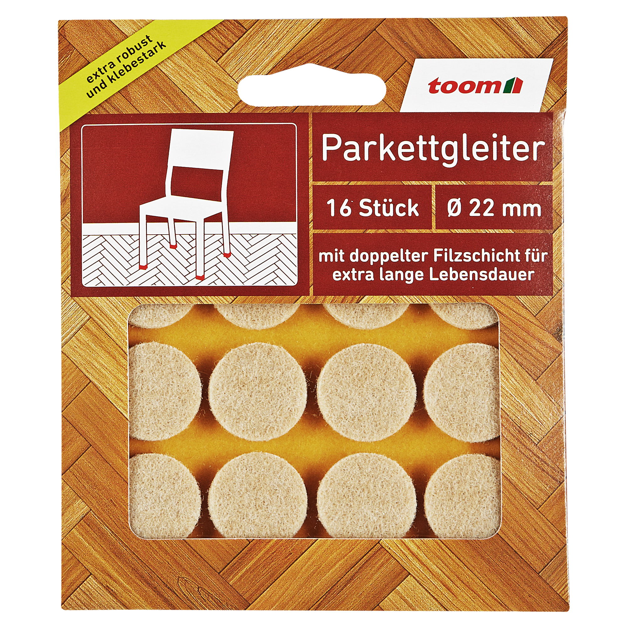 Parkettgleiter braun Ø 2,2 cm 16 Stück