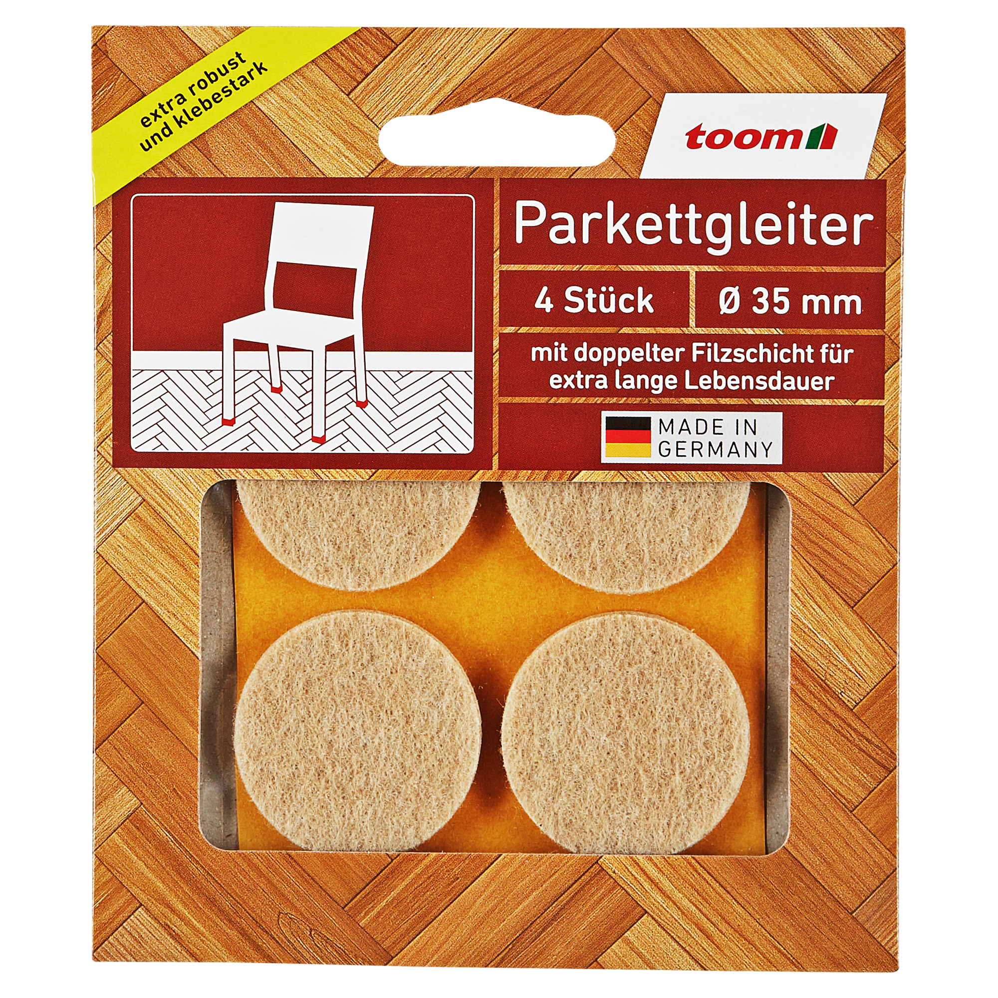 Parkettgleiter braun Ø 3,5 cm 4 Stück