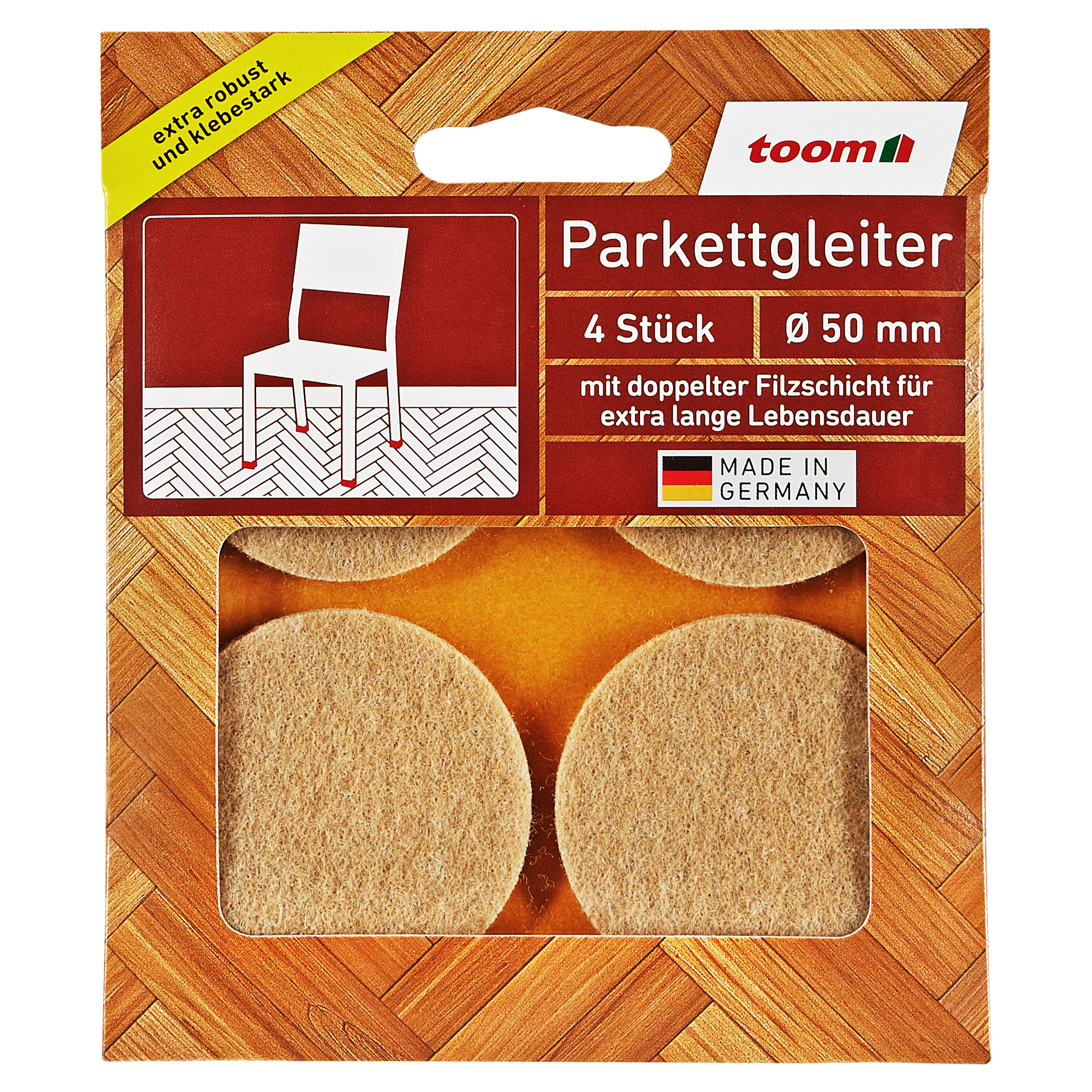 toom Parkettgleiter, 4 Stück, 50 mm Durchmesser
