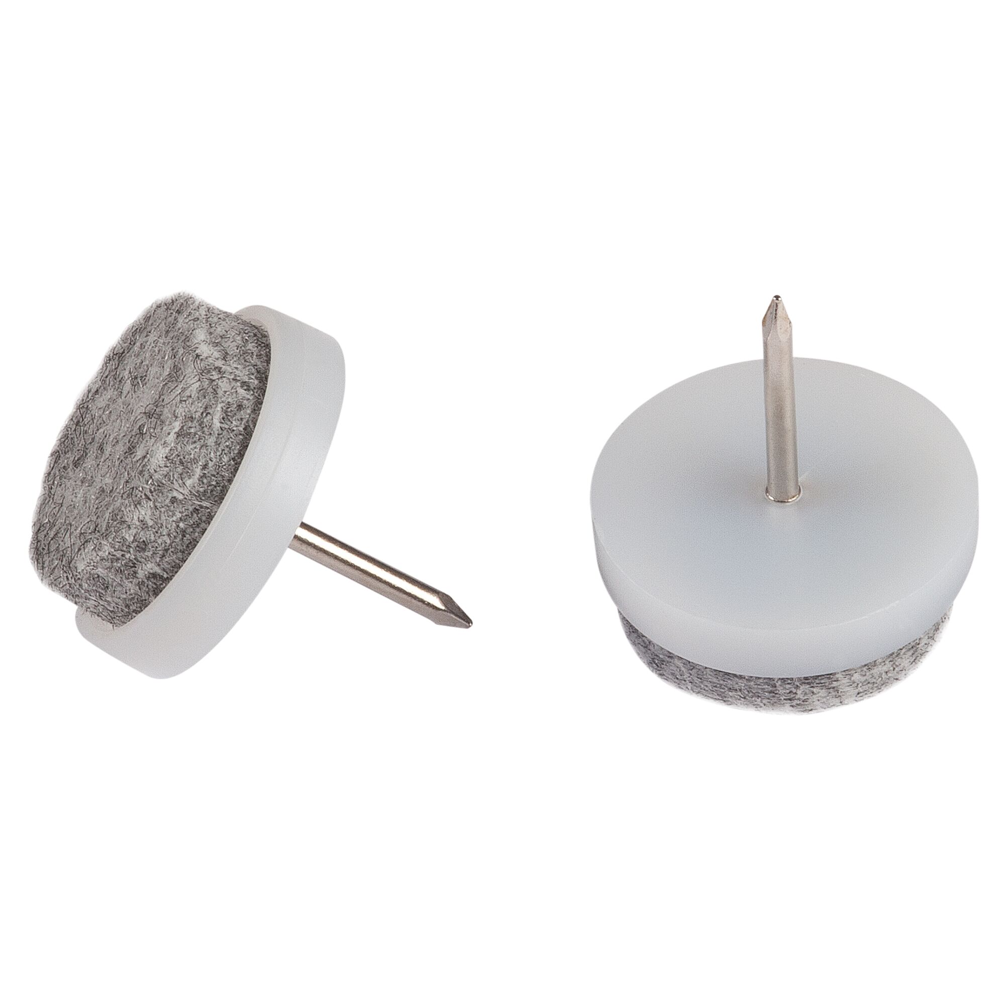 Zwei Filzgleiter mit Nagel