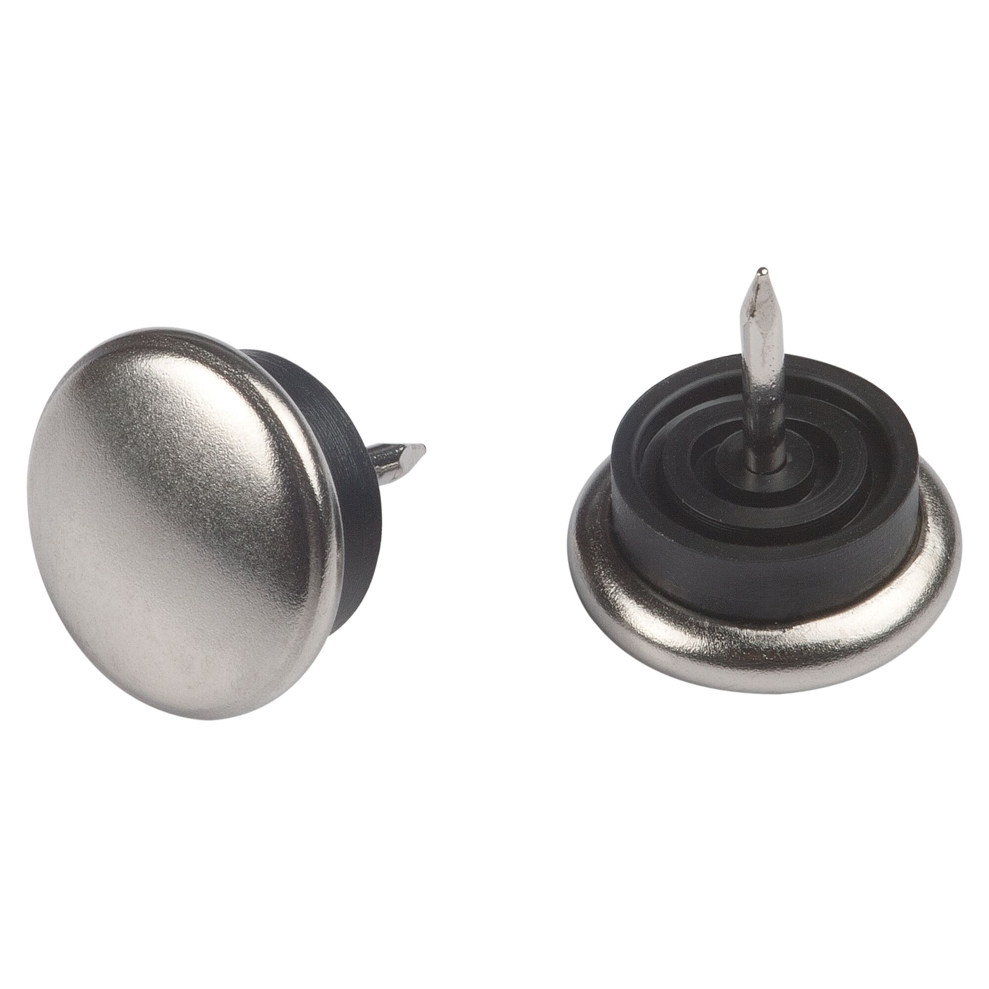 Zwei Metallgleiter mit Nagel