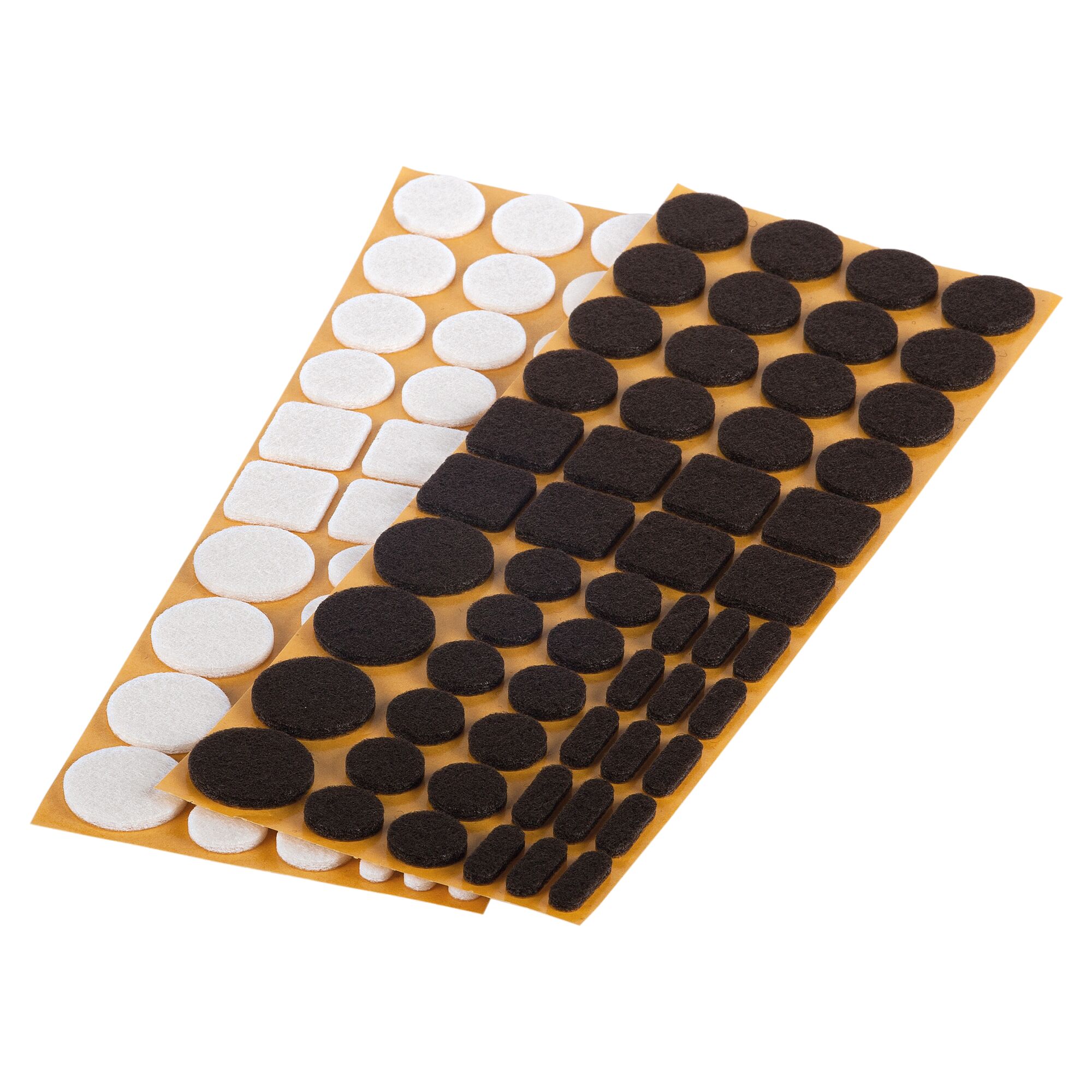 Selbstklebende Filzgleiter in weiß und braun