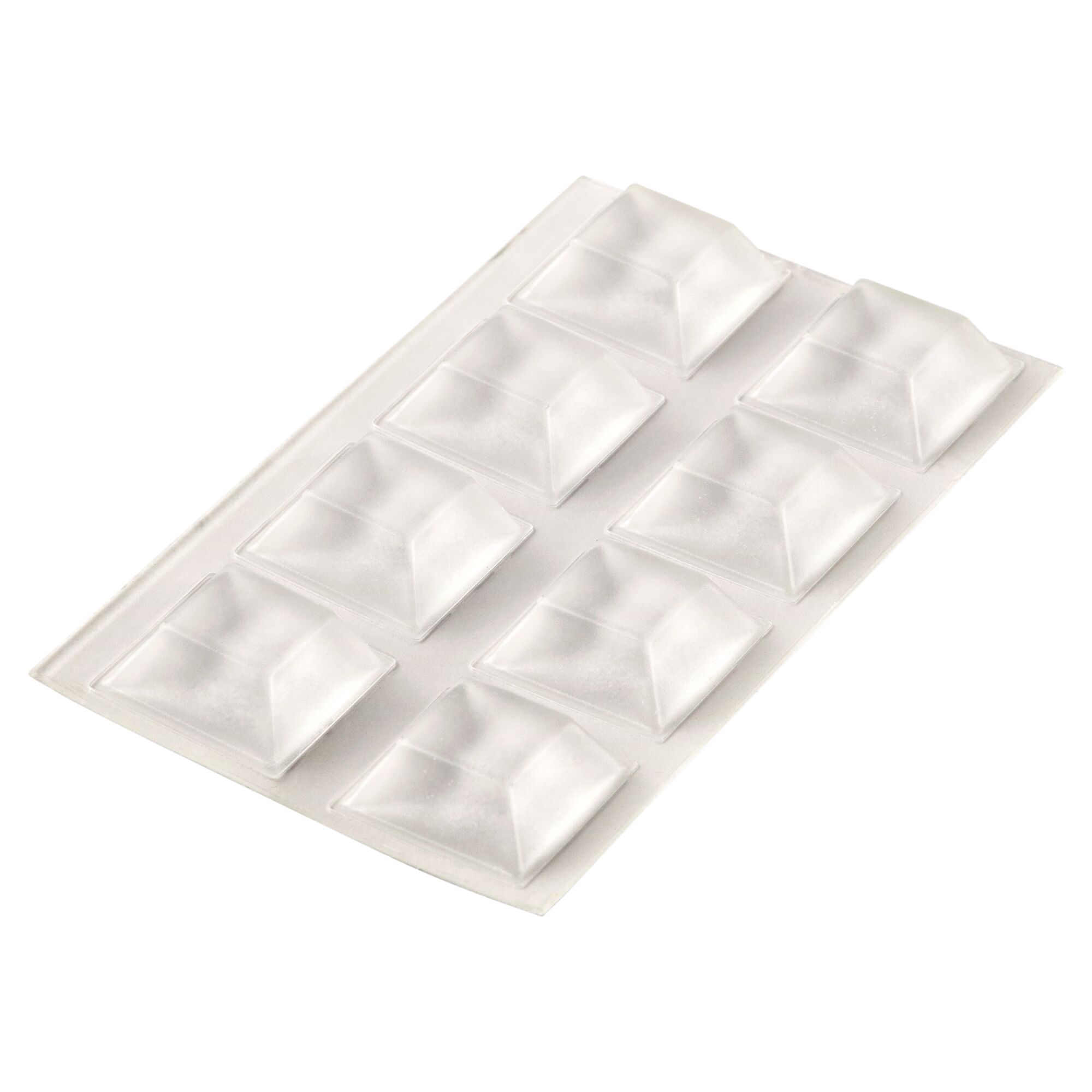 Neun transparente, quadratische Rutschstopper auf Trägerfolie