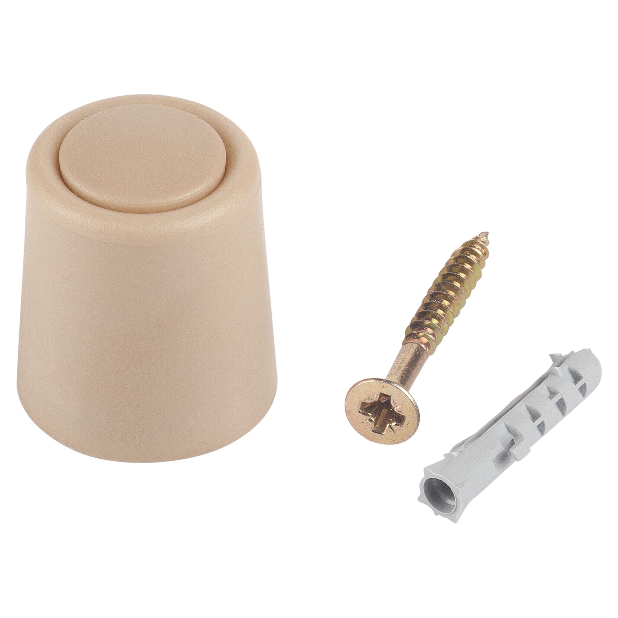 Beiger Türstopper mit Schraube und Dübel