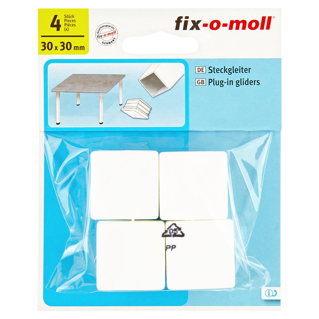 fix-o-moll Steckgleiter 30 x 30 mm, 4 Stück