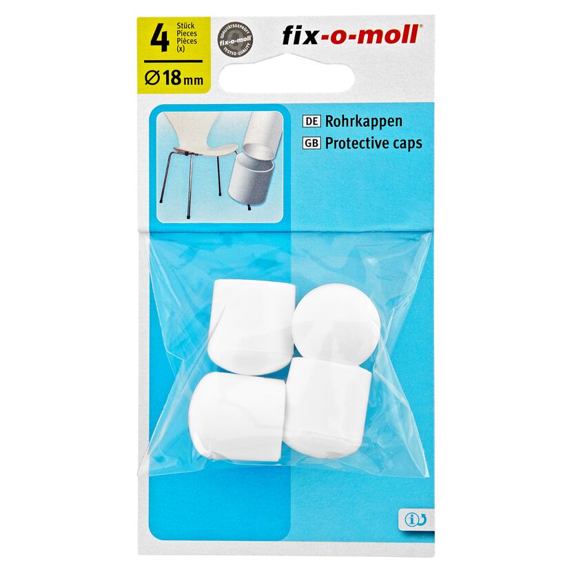 Fix-o-moll Rohrkappen, 4 Stück, weiß, 18 mm