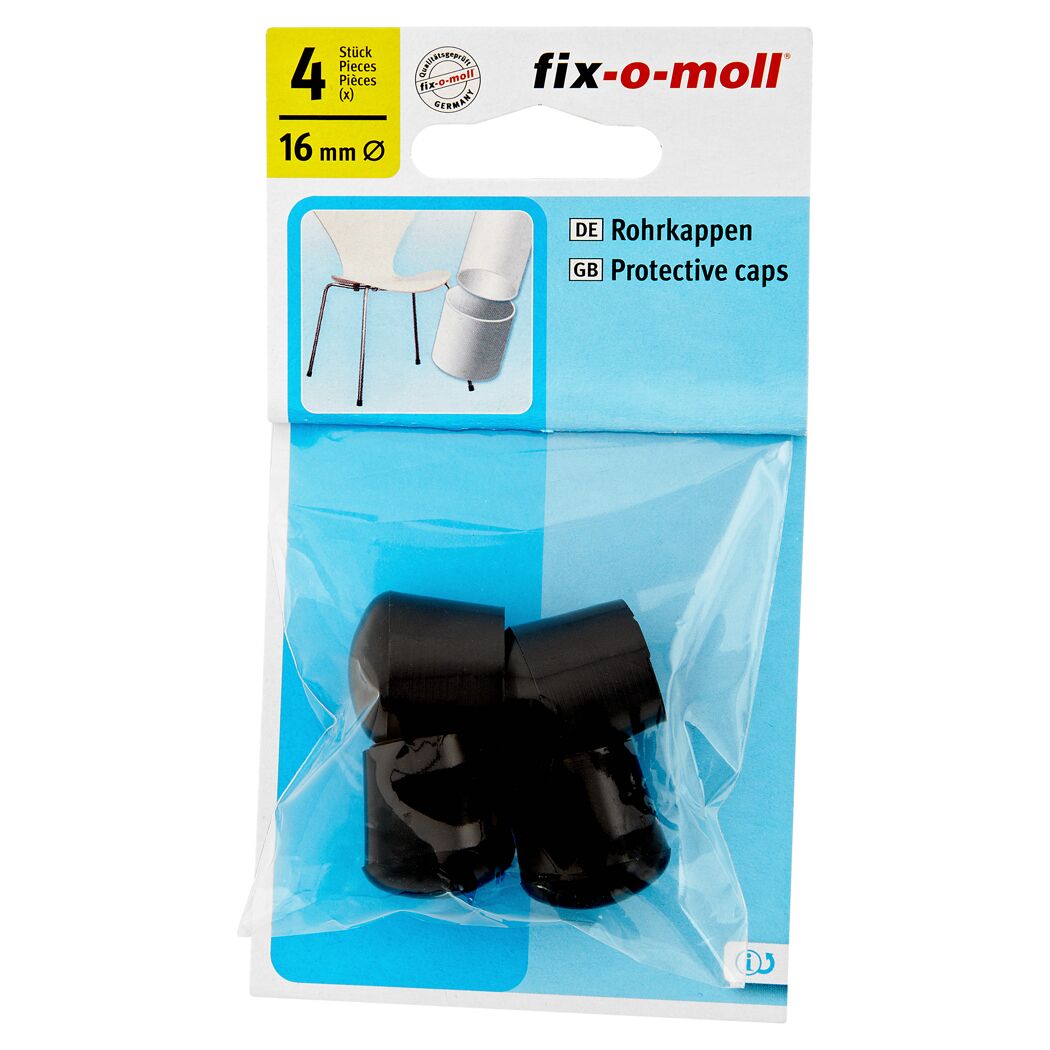 Fix-o-moll Rohrkappen schwarz, 16 mm, 4 Stück