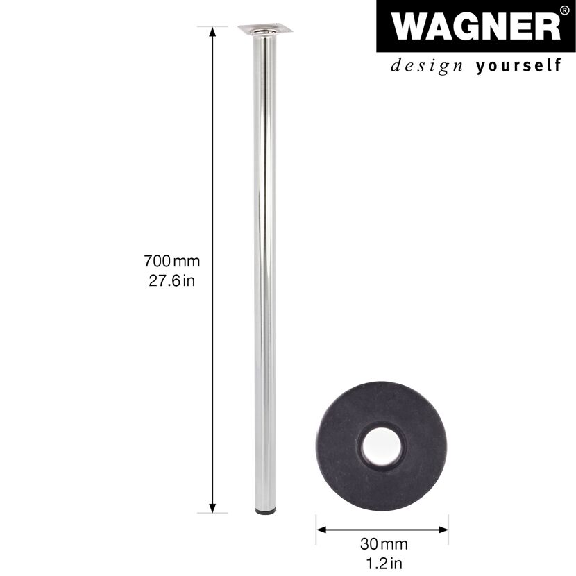 Möbelbein 'Classic ST 1170' Stahl edelstahlfarben Ø 30 x 700 mm