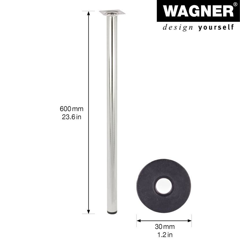 Möbelbein 'Classic ST 1160' Stahl edelstahlfarben Ø 30 x 600 mm
